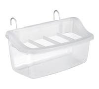 POPETPOP Mangeoire pour Cage à Oiseaux 4 Compartiments en Plastique Robuste Anti-dépôt, Distributeur Suspendu pour Perroquets, Bol Intérieur Polyvalent pour Nourrissage Facile et Propre