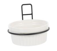 POPETPOP Mangeoire pour Chat Suspendue en Céramique, Bol Amovible Blanc, Support Mural Compact, Alimentation sans Déversement, Accessoire Intérieur pour Animaux De Compagnie