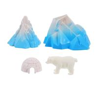 POPETPOP Maquette Mini Igloo Et Figurines Animaux Polaires Garçon Et Filles, Modèle Grand Igloo En Résine, Set Déco Hiver Nordique Pour Diorama, Maison De Poupée, Décor Micro-paysage, Coffret 4 Pièces