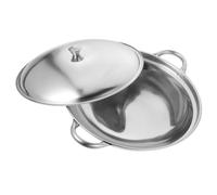POPETPOP Marmite en Acier Inoxydable Couvercle Wok de Cuisson Double Poignée Résistante Chaleur Cuisine pour Repas en Groupe 1,5 Litres