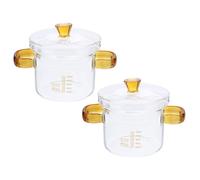 POPETPOP Marmite en Verre 2 Pièces pour Cuisson Polyvalente Double Poignée, Capacité 150ml, pour Cuisiner Légumes et Soupes Maison