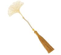 POPETPOP Marque-page En Laiton Creux Feuille Gingko Pendentif Pompon Décoratif, Métal Résistant Sans Décoloration, Accessoire Lecture Pour Élèves, Enseignants, Bureau Et Bibliothèque