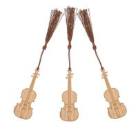POPETPOP Marque-pages en Bambou Léger et Créatif Pompon Lot de 3 Forme de Violon Présent pour Lecteurs et Étudiants Amateurs de Musique