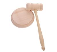POPETPOP Marteau Bois pour Juge Gavel Hêtre Naturel avec Base pour Enchères et Cérémonies Judiciaires