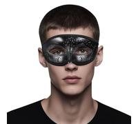 POPETPOP Masque de Bal Vintage Élégant en Plastique Noir Sangle, pour Soirées Costumées et Cosplay Nocturne