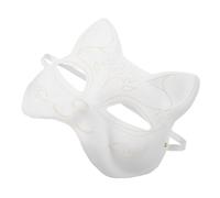 POPETPOP Masque de Chat Blanc en Papier à Peindre pour Performances et Vie Quotidienne, Léger et Créatif, Masque de Bal Masqué Soi-même