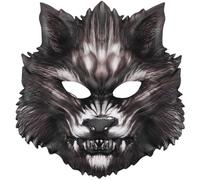 POPETPOP Masque de Loup Eva Léger et Réaliste pour Carnaval et Halloween, Masque Animal Demi-visage pour Fête et Cosplay Design Vif et Confortable