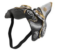 POPETPOP Masque de Médecin Peste Steampunk à Long Nez Argenté et Noir Demi-Masque D’Oiseau pour Cosplay Halloween Accessoire Costume Gothique pour Soirée Masquée et Carnaval