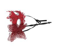 POPETPOP Masque Vénitien à Main Dragon avec Bâtonnet Masque de Bal Masqué Rouge Décoré Carnaval Mardi Gras Accessoire Costume Élégant et Portable