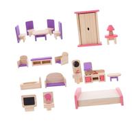 POPETPOP Meubles Miniatures pour Maison de Poupée Kit DIY Facile à Assembler pour Garçon Fille Accessoires Salle de Bain Chaise et Table pour Activités Familiales et Jeu Dimagination