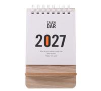POPETPOP Mini Calendrier de Bureau Mensuel 2027 avec Base en Bois Blanc | Format Compact pour Bureau ou Chevet, Papier et Bois, Style Minimaliste, Bords Arrondis, pour Garçon et Filles et Enseignants