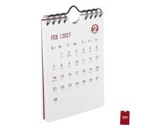 POPETPOP Mini Calendrier Mural 2026-2027, Bloc-notes A6, Papier Rouge