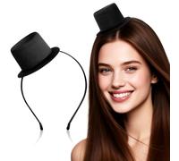 POPETPOP Mini Chapeau Haut de Forme Noir Serre-tête pour Fête Vintage Bandeau Cheveux Femme Léger pour Carnaval Anniversaire et Cosplay