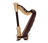 POPETPOP Mini Harpe Miniature Bois avec Étui pour Décoration De Maison De Poupée Modèle Ornement Musical Réaliste Accessoire Micro-Paysage pour Chambre Et Bureau