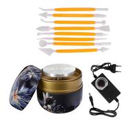 POPETPOP Mini Machine à Poterie Électrique Portable Bleue Tour de Potier à Plateau Tournant Outil de Sculpture en Argile Compact pour Artisanat Enseignement et Usage Domestique