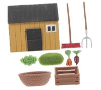 POPETPOP Miniature Farm Model Set with Farm Tool and Vegetable Accessories Realistic Moss and Stone Plastic Landscape Props for Miniature House