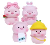 POPETPOP Miniatures de Cochons en Résine, Lot de 4 Figurines Animaux pour Décoration de Bureau, Jardin et Micro-Paysages