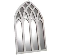 POPETPOP Miroir Fenetre Decoratif Mural avec Cadre Bois Arche Imitation Fenetre pour Salon Salle de Bain et Cuisine