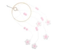 POPETPOP Mobile pour Berceau Fille en Laine Pompons Floraux, Carillon à Vent en Bois et Coton, Décoration Douce et Apaisante pour Chambre D'garçon et Filles, Nursery et Boutique