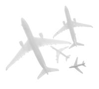 POPETPOP Modèle Réduit Avion Blanc en Plastique Compact, Lot de 4 Pièces, Figurines Micro pour Collectionneurs et Aménagement Paysager de Maquettes