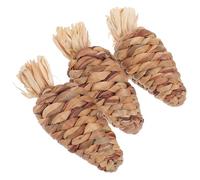 POPETPOP Molaire Lot de 3 Jouets à Mâcher de Carotte Marron pour Petits Rongeurs, Conçu pour Durer et Stimuler Le Jeu chez Hamster et Cobaye