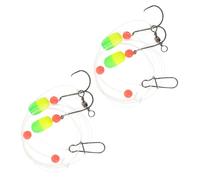 POPETPOP Montages pour Pêche en Mer Hameçons Doubles et Flotteurs Robustes, 2 Pièces, Longueur 100 CM, Ensemble Complet Goupilles de Sûreté, Adapté la Pêche en Surfcasting pour Bar et