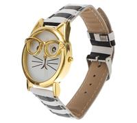 POPETPOP Montre-Bracelet à Quartz pour Filles Motif Cartoon de Moustache de Chat, Bracelet en Cuir PU Résistant aux Rayures, Facile à Lire, Étudiantes