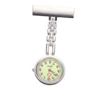 POPETPOP Montre de Poche Infirmière Lumineuse à Clip en Métal Argenté Quartz pour Étudiants et Professionnels Médicaux, Usage Médical et Examens, Cadran Large Lumineux Nocturne
