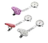 POPETPOP Montres de Poche pour Infirmière Lot de 3 en Alliage, Forme Cœur, Montre à Quartz Suspendue, Légères et Résistantes, pour Femmes et Aides-Soignantes en Milieu Couleur Aléatoire