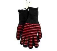 POPETPOP Moufles de Barbecue Résistant à la Chaleur Jusqu’À 800°C Manique Ignifuge Anti-Perforation en Tissu Épais Taille Unique Unisexe Bande Rouge Protection Longue Cuisine Four et