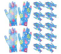 POPETPOP Moufles de Protection de Travail en Nylon et PU 12 Paires | Prise Améliorée pour Outils, Résistantes à L’usure, Usage Chantier et Atelier Bois, Taille 10, Motif Coloré