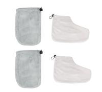 POPETPOP Moufles et Couvre-pieds en Coton et Peluche et Ensemble de 2 Paires Conserve la Chaleur Cire et Maximise L'hydratation Couleur Aléatoire pour Bain de Paraffine pour Spa