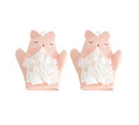 POPETPOP Moufles Exfoliants pour Bébé 2 Pcs en Coton et Pe, Design, Séchage Rapide, Corde Suspendre, Adaptés pour Bain Garçon Fille et Types de Peau