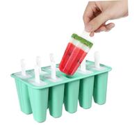 POPETPOP Moule à Glace Réutilisable Silicone Alimentaire Cavités avec Couvercles et Bâtonnets Vert Moule à Glace Maison Facile à Démouler et Nettoyer pour