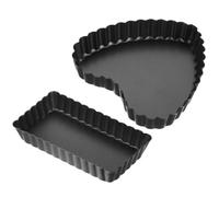 POPETPOP Moules à Gâteau Rectangulaire et Cœur en Acier Carbone Fond Amovible, Lot de 2, pour Cuisson de Tartes et Desserts Variés