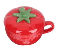 POPETPOP Mug à Café en Céramique Tomate avec Couvercle, Usage Maison et Bureau, Tasse à Thé Rétro, Gobelet à Eau pour Pause Goûter et Matinée