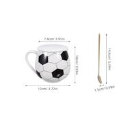 POPETPOP Mug en Céramique de Ballon de Football 350 Ml avec Couvercle et Cuillère Tasse à Café Décorative Noire Bureau le Thé le Café Présents