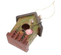POPETPOP Nichoir Suspendu d'Extérieur en Résine Robuste pour Petits Oiseaux et Colibris Abri Jardin Résistant aux Intempéries Décoration Murale pour Balcon Terrasse et Cour
