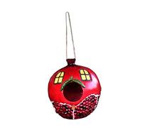 POPETPOP Nichoir Suspendu Résine Durable Rouge Décor Original pour Jardin Extérieur Nid de pour Mésanges et Oiseaux et Facile à Nettoyer