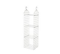 POPETPOP Organisateur de Placard Suspendu Pliable à Trois Niveaux, Blanc | PP Ventilé, Crochet Suspendre, Ouverture Large et Structure à Grilles, pour Serviettes et Pulls