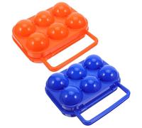 POPETPOP Organisateur d'Œufs Cuisine 2 Pièces en Plastique, Boîte à Œufs Portable 12 Compartiments Bleu et Orange, Distributeur Pratique pour Camping et Conservation Frais