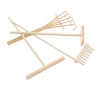 POPETPOP Outils de Râteau Relaxation Ensemble de 4 en Bois Décoration de Table de Bureau, Facile à Utiliser et pour Jardin Zen Miniature