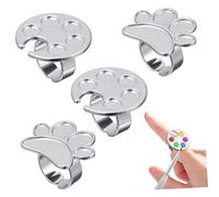 POPETPOP Palette de Bagues Inoxydable 4 Pièces Petite Taille Outil de Manucure Porte-vernis à Ongles pour Artistes Ongulaires Usage Professionnel et Personnel