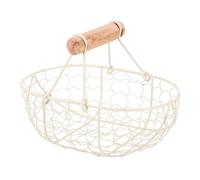 POPETPOP Panier de Rangement Fer Multifonction avec Poignées Corbeille à Fruits Créative et Panier à Œufs pour Cuisine Organisateur de Stockage Spacieux Couleur Blanc Cassé