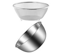 POPETPOP Panier D'égouttage en Acier Inoxydable Passoire Large en Maille Fine, Capacité 750ml, Fond Antidérapant pour Cuisson et Nettoyage des Tomates et Pommes de Terre