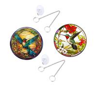 POPETPOP Panneau Décoratif Colibris Acrylique Coloré Pour Fenêtre Intérieur Extérieur, Ornement Suspendu S, Décoration Fête Vitrail Lumineux Scintillant