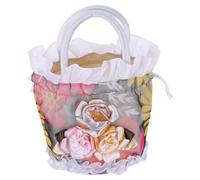 POPETPOP Paquet à Main Brodé Floral Blanc Poignée Petite Pochette de Soirée pour Femme Paquet Seau Textile Résistant Mariage et Usage Quotidien Pochette à Cordon Pratique et Élégante