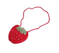 POPETPOP Paquet Bandoulière Femme en Laine Tricotée Forme Fraise Rouge Petit Paquet à Main Fruité pour Téléphone Portable et Monnaie Original pour Usage Quotidien et Voyage