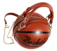 POPETPOP Paquet Bandoulière Femme Forme Ballon de Basket Marron, Moyen, Matière Imperméable, Pochette Zippée pour Monnaie et Clés, Paquet à Main Unique Urbain, 1 Pièce