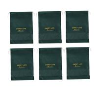 POPETPOP Paquet de Rangement à Cordon pour Chaussures Multifonctions en Non-tissé Vert Moyen, Lot de 6 Paquet Légers Anti-poussière, Organisateur Pratique pour Voyage et Maison 26x37 Cm